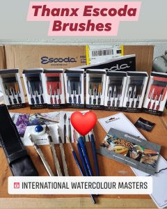 Escoda at IWM2022 International Watercolour Masters. The IWM2022 Banquet will honour winners of the IWM Contest. Escoda have donated sets of beautifull Travel brushes for lucky winners.