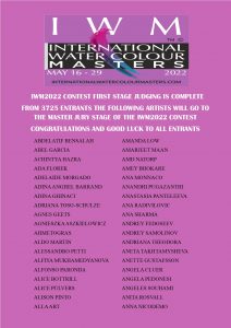 IMWA, IWM, CONTEST, winners announced, stage one, Masters of Watercolor, Elite, International Masters of Watercolour Alliance, Association, IWM2022, International Watercolour Masters only the official masters at IWM2022