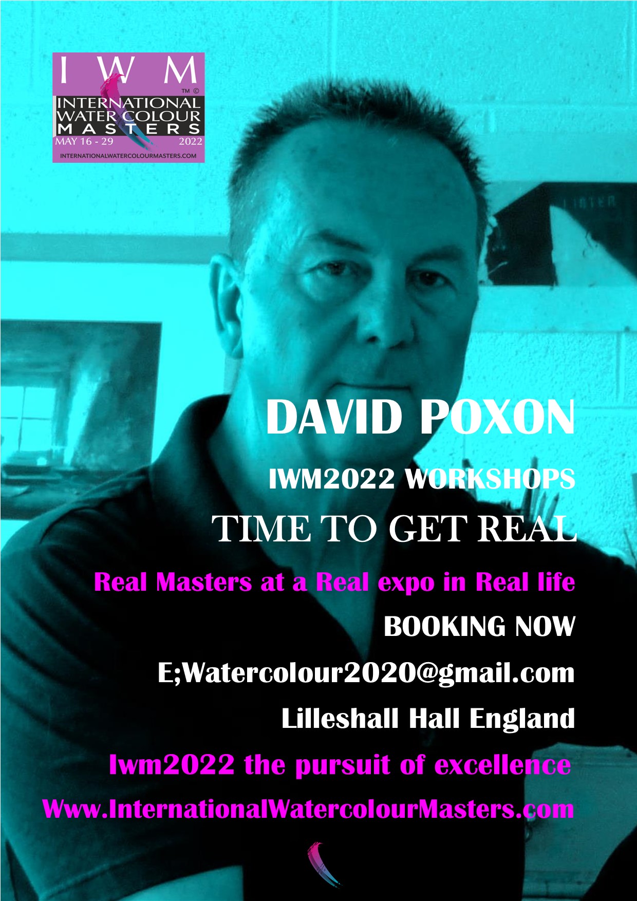 IWM Masters David Poxonn , learn David's secret watercoloor methods in a unique workshop. The Texture Master David Poxon LIVE at IWM2022.